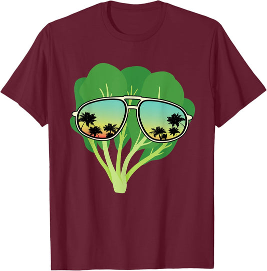 Funny Spinach With Sunglasses Outfit Love Healthy Food T-Shirt - T-Shirt | Maroon