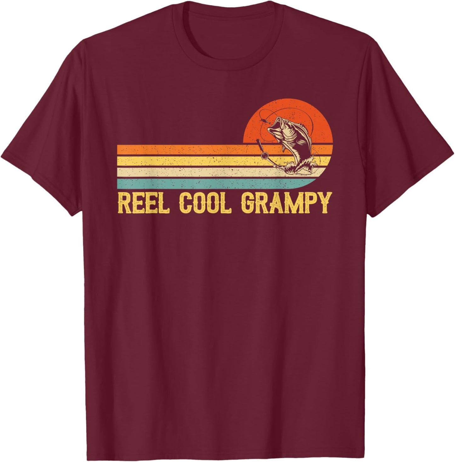 Reel Cool Grampy Fishing Shirt Funny Fish Vintage T-Shirt - T-Shirt | Maroon
