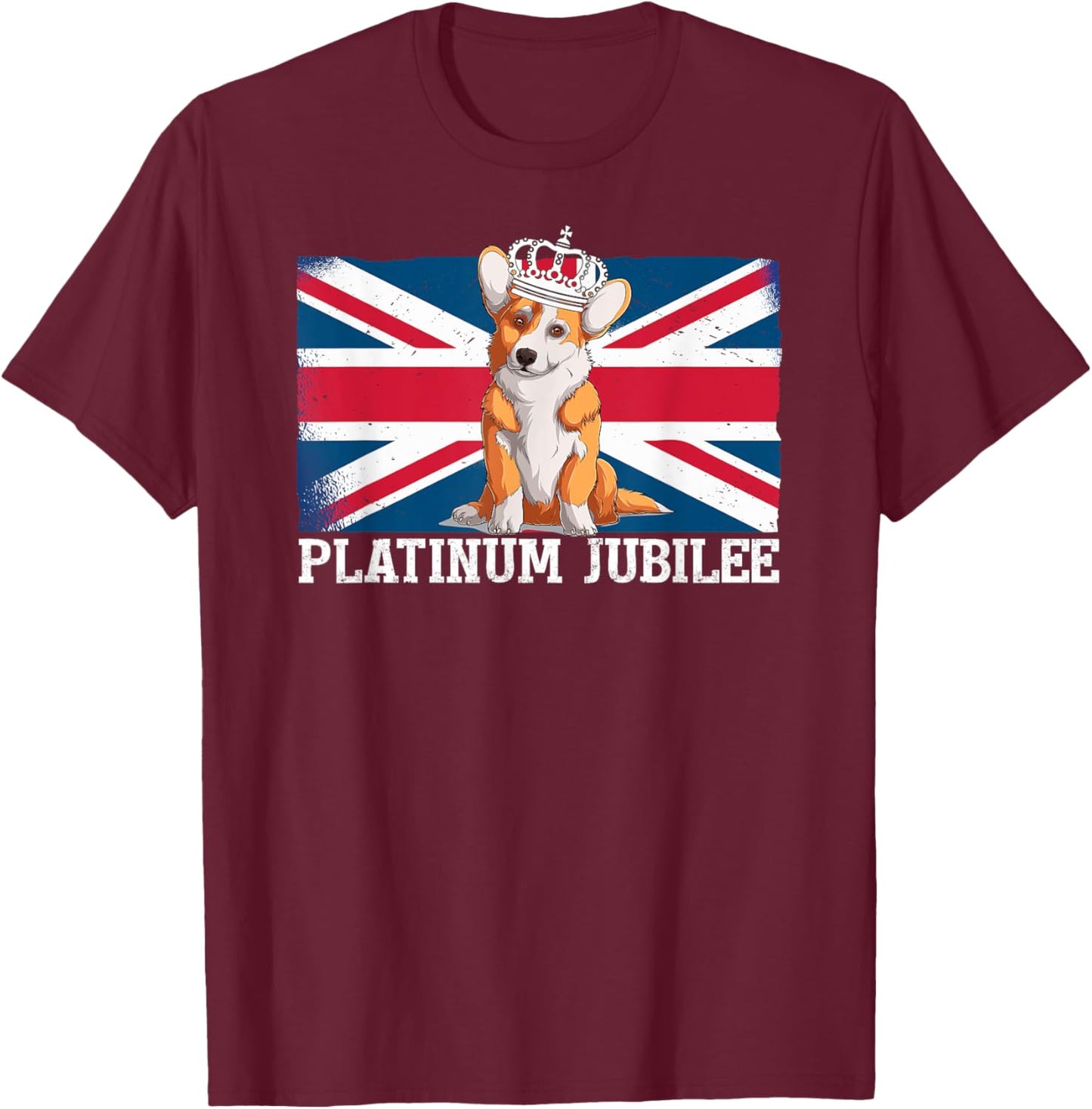British Queen Monarchy Platinum Jubilee 70th Anniversary T-Shirt - T-Shirt | Maroon