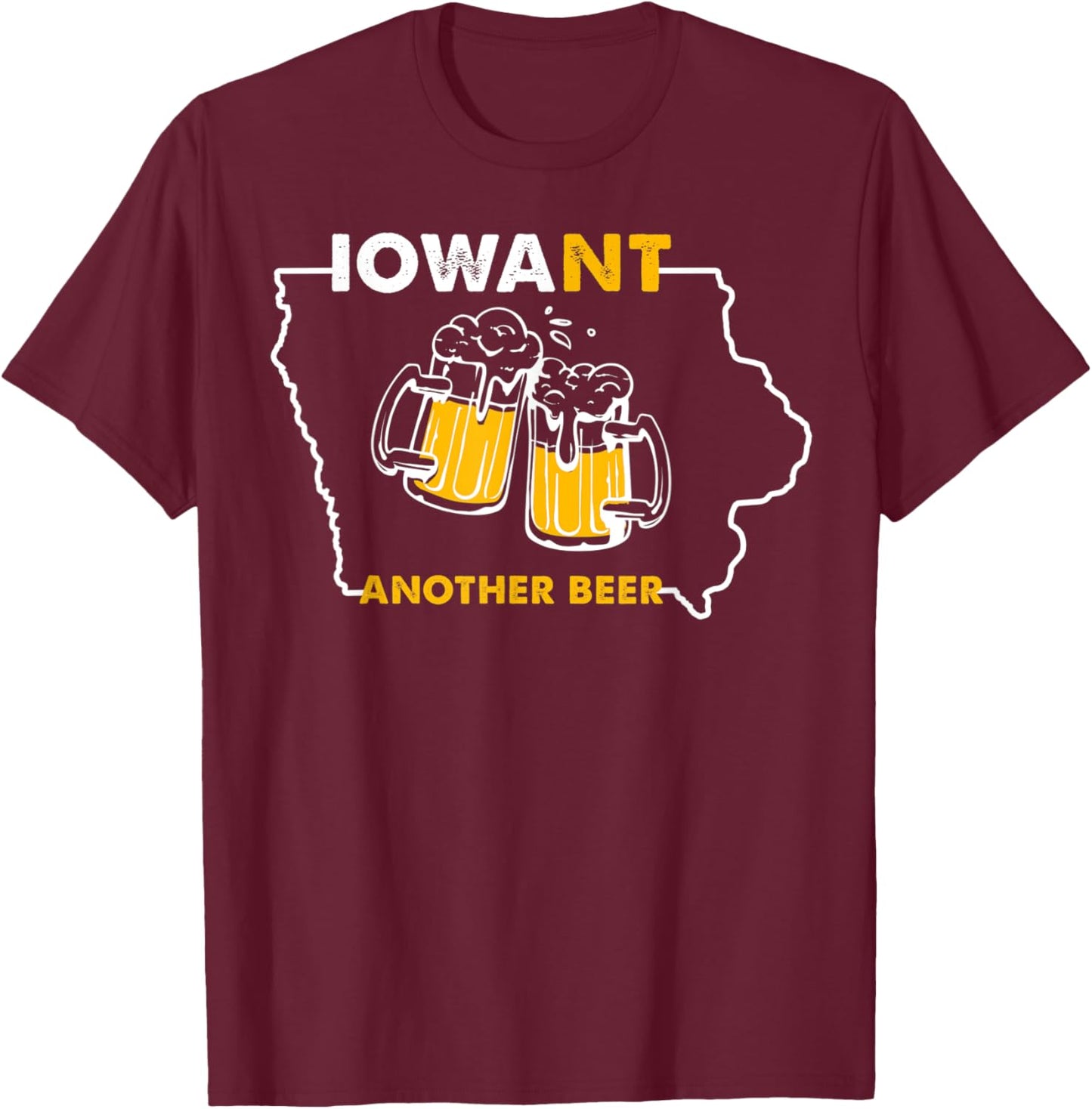 Funny Iowa Beer Shirt-Distressed Iowa State Map T-Shirt - T-Shirt | Maroon