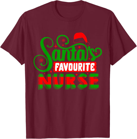Santas Favourite Nurse | Xmas Christmas T-Shirt - T-Shirt | Maroon