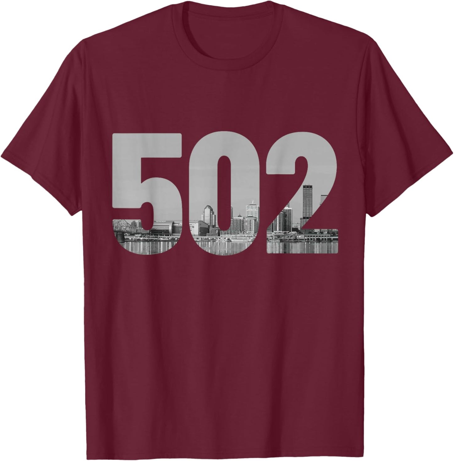 Louisville 502 Area Code Skyline Kentucky Pride Vintage T-Shirt - T-Shirt | Maroon