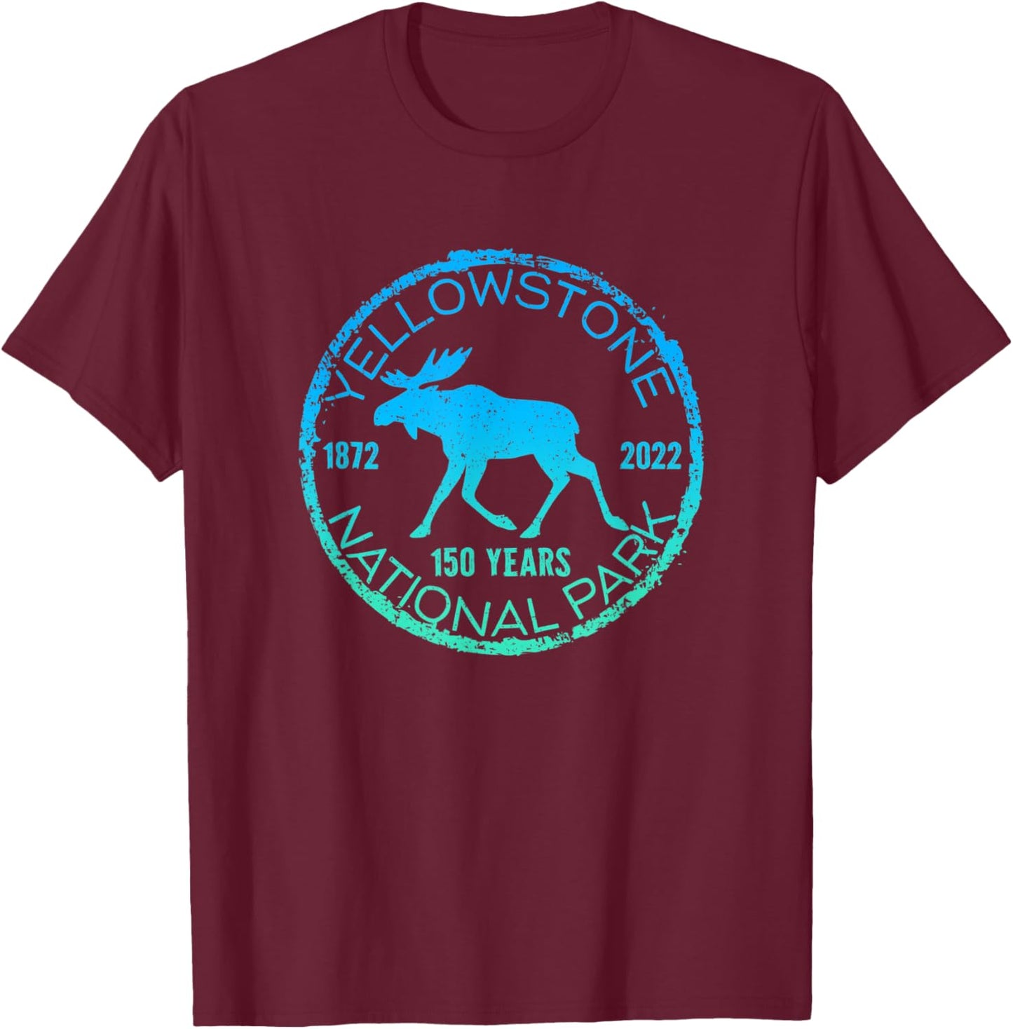 Yellowstone National Park 150 Year Anniversary Souvenir T-Shirt - T-Shirt | Maroon