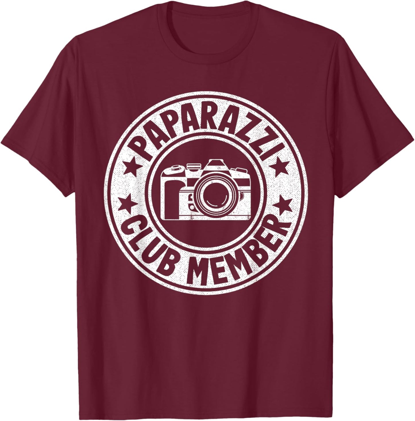 Paparazzi Club Member Photographer Camera Funny Photography T-Shirt - T-Shirt | Maroon