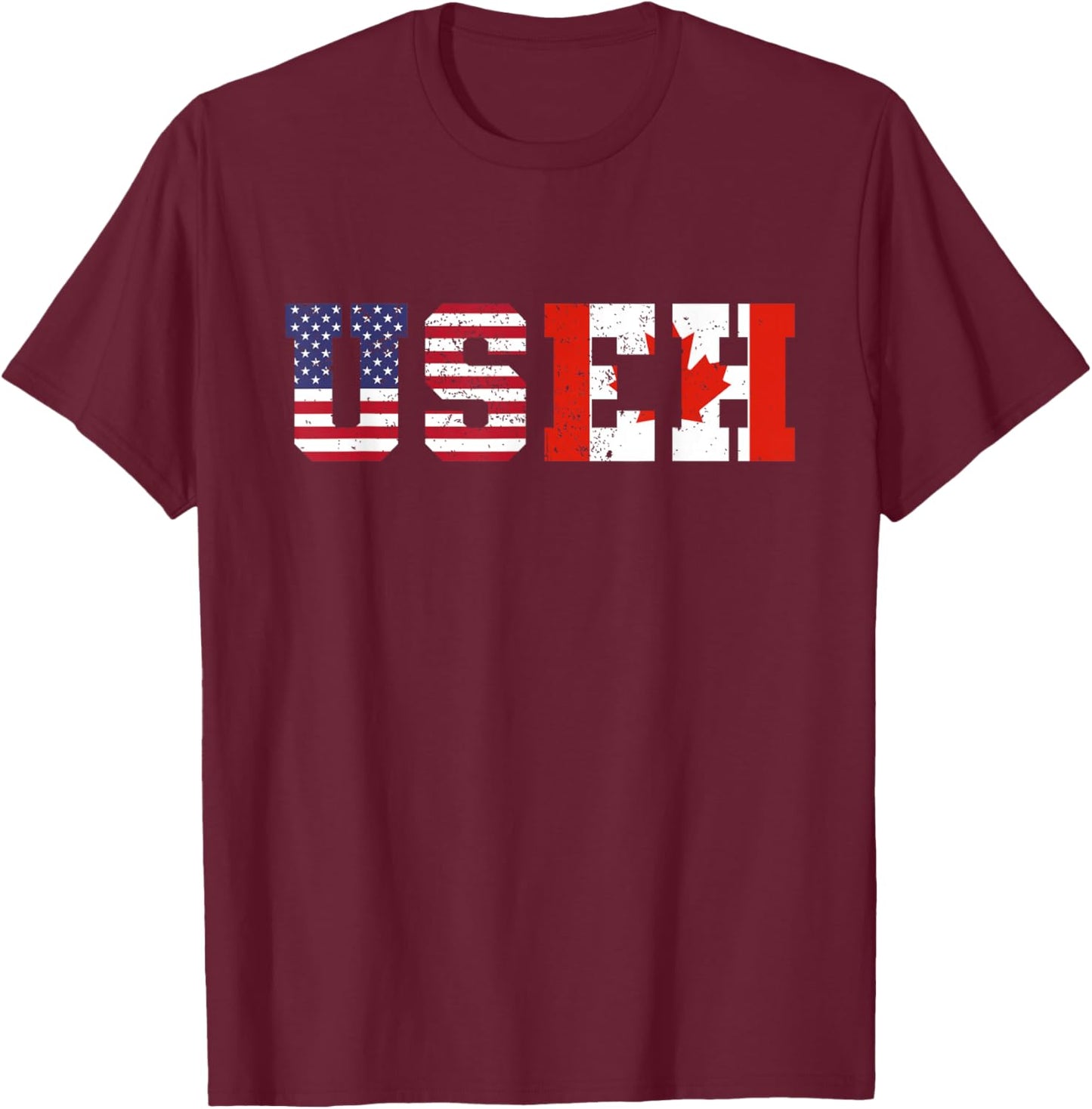 Vintage USA Canada USEH Happy Canada Day 4th Of July T-Shirt - T-Shirt | Maroon
