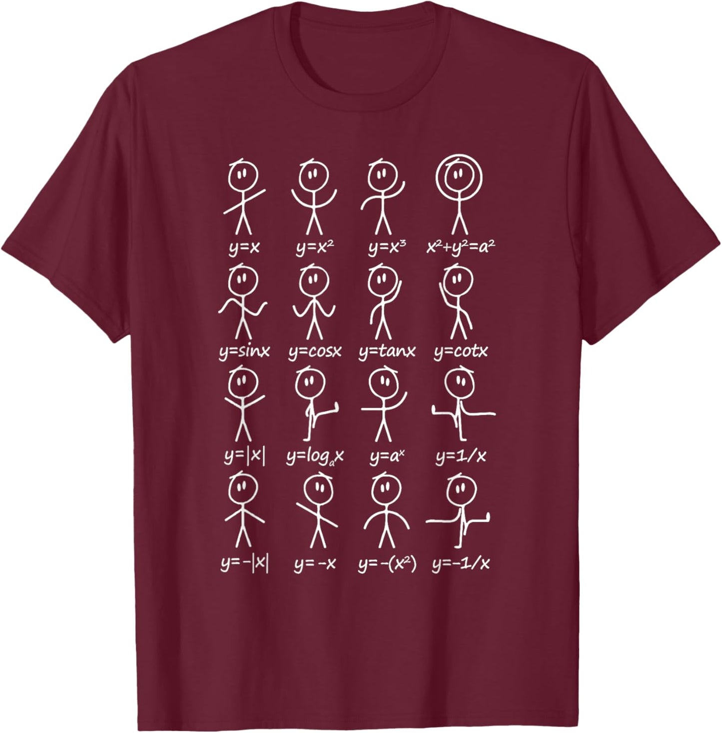 Algebra Dance Funny Graph Figures Math Equation Teacher T-Shirt - T-Shirt | Maroon