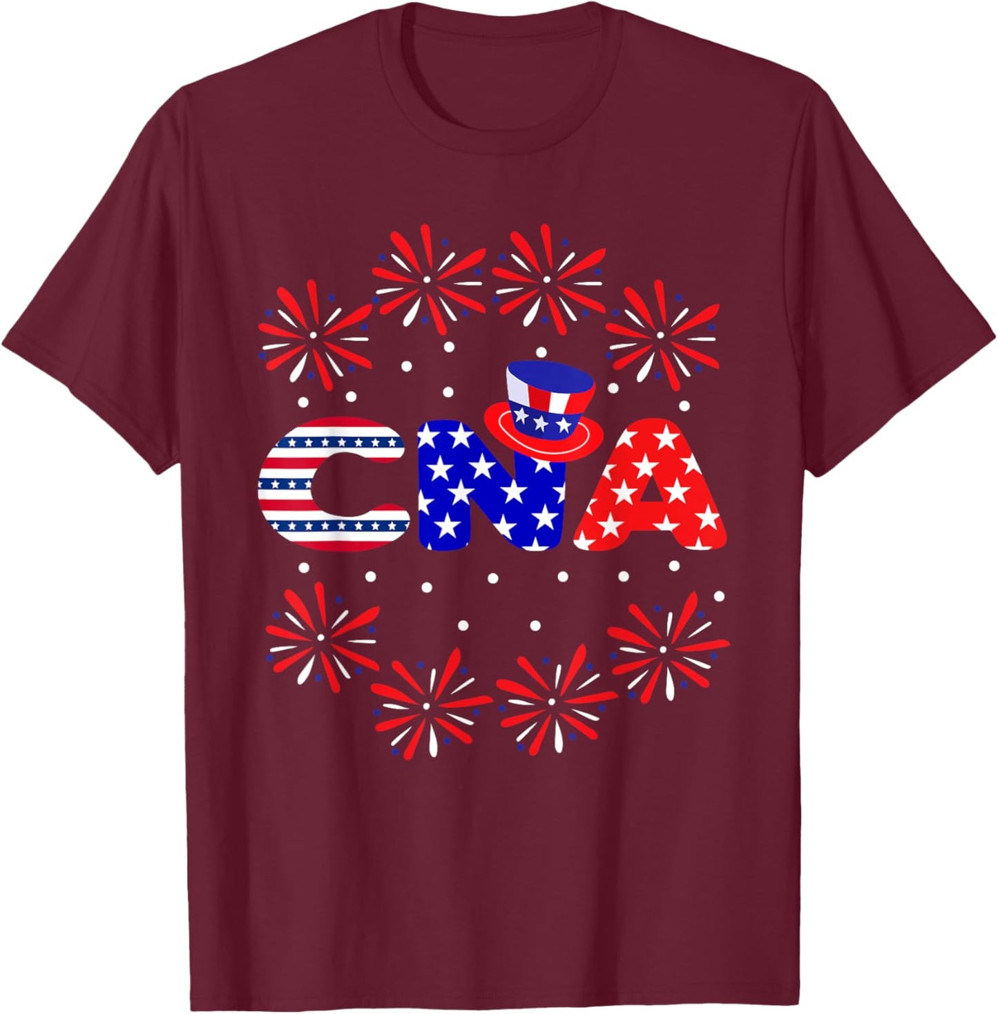 4th Of July CNA Nurse Red White Blue USA Flag Patriotic Men T-Shirt - T-Shirt | Maroon