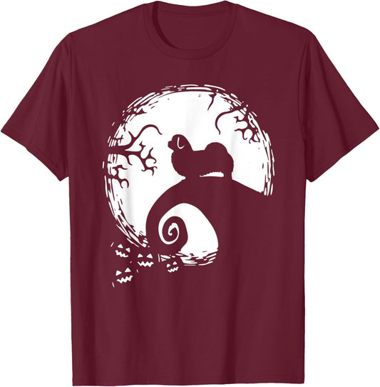 Tibetan spaniel And Moon Halloween T-Shirt - T-Shirt | Maroon