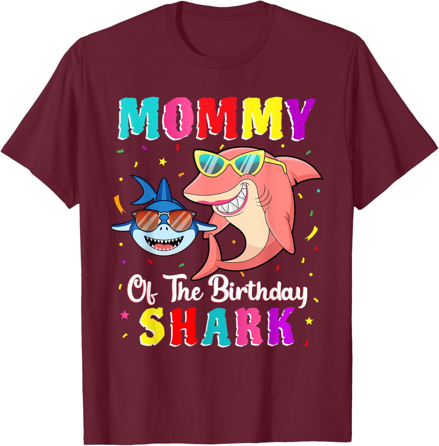 Mommy Of The Shark Birthday Family Matching Birthday Son T-Shirt - T-Shirt | Maroon