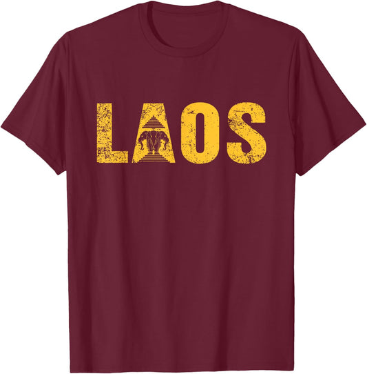 Vintage Laos Flag Vientiane Kingdom of Laos Men Women Kids T-Shirt - T-Shirt | Maroon