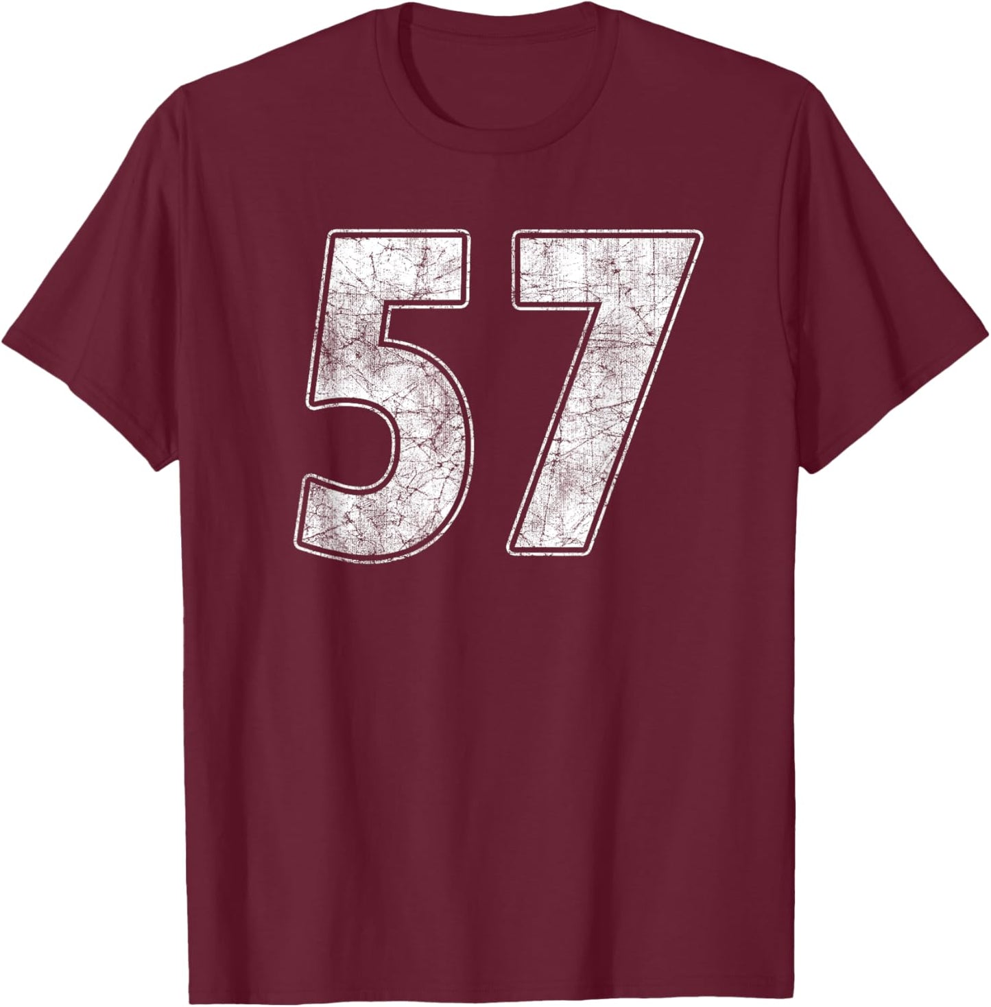 #57 Jersey Number 57 Uniform Biggest Fan Favorite Player T-Shirt - T-Shirt | Maroon