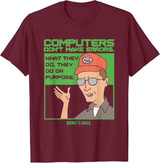 King of The Hill Dale Gribble Computer Errors Cartoon T-Shirt - T-Shirt | Maroon