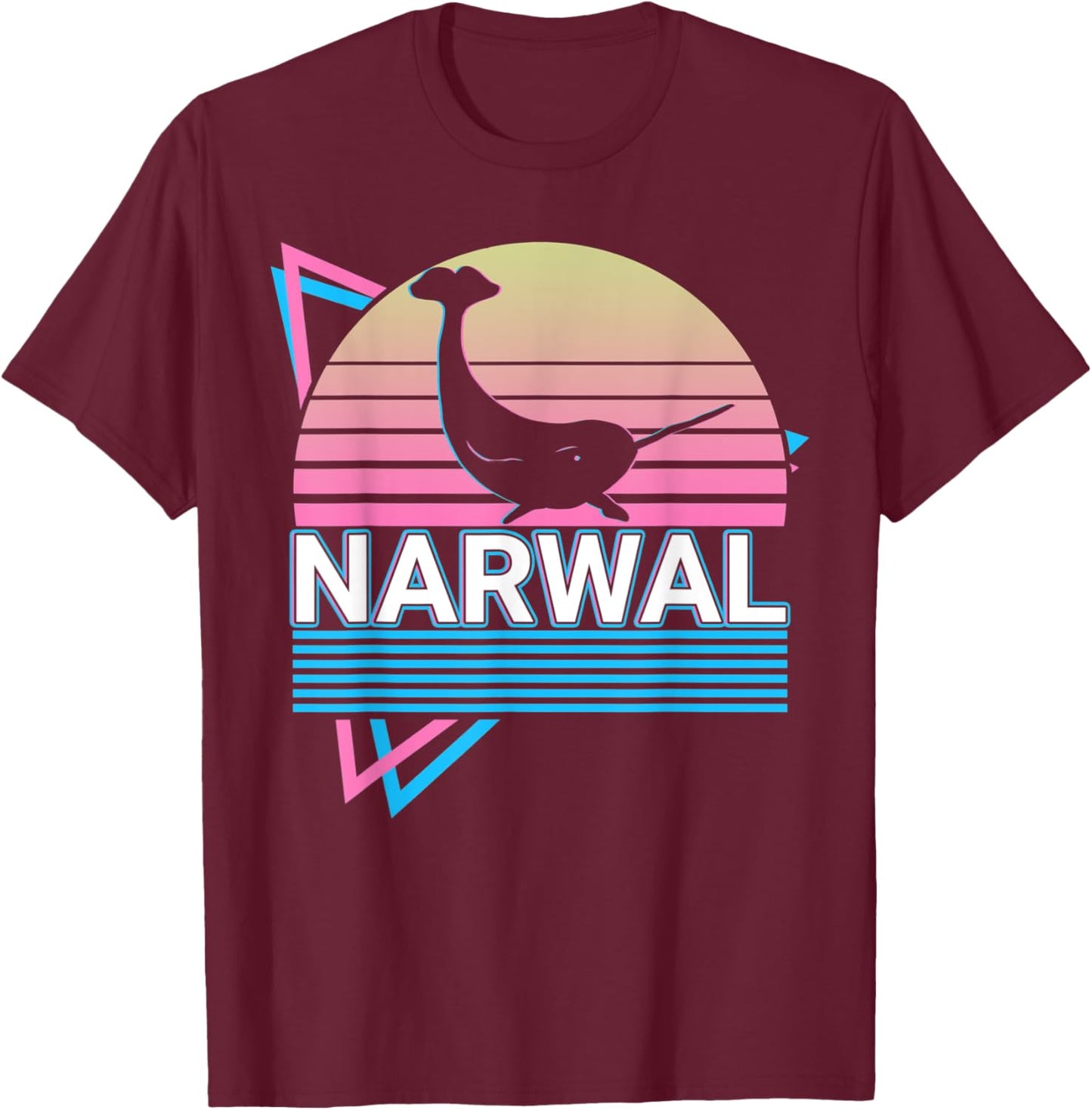 Narwal Retro T-Shirt - T-Shirt | Maroon