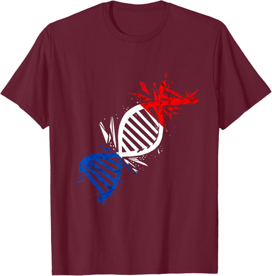 French Roots DNA In Blood French Flag French Pride France T-Shirt - T-Shirt | Maroon