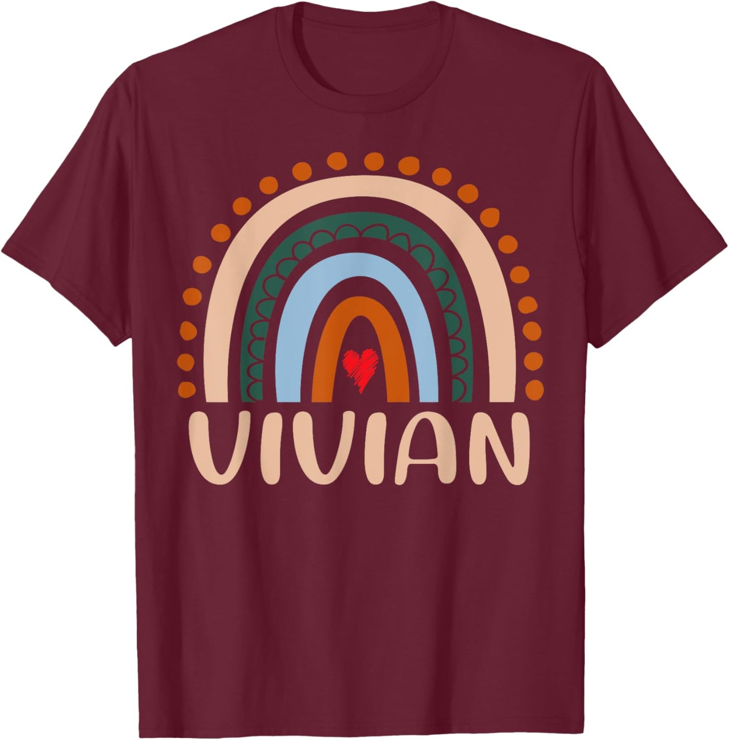 Vivian Name Personalized Funny Women Rainbow Vivian T-Shirt - T-Shirt | Maroon