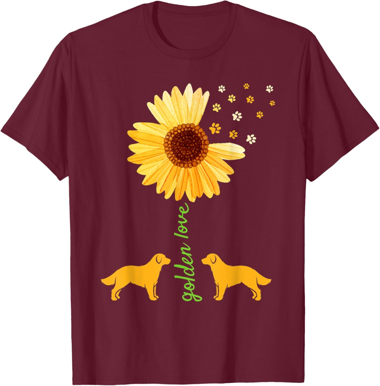 Golden Retriever Sunflower Women Dog Mother T-Shirt - T-Shirt | Maroon
