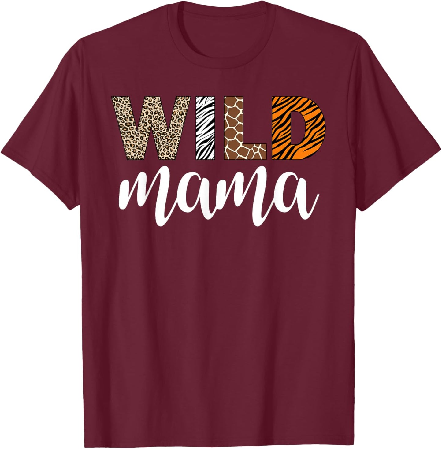 Mama of The Wild One Zoo Birthday Safari Jungle Family T-Shirt - T-Shirt | Maroon