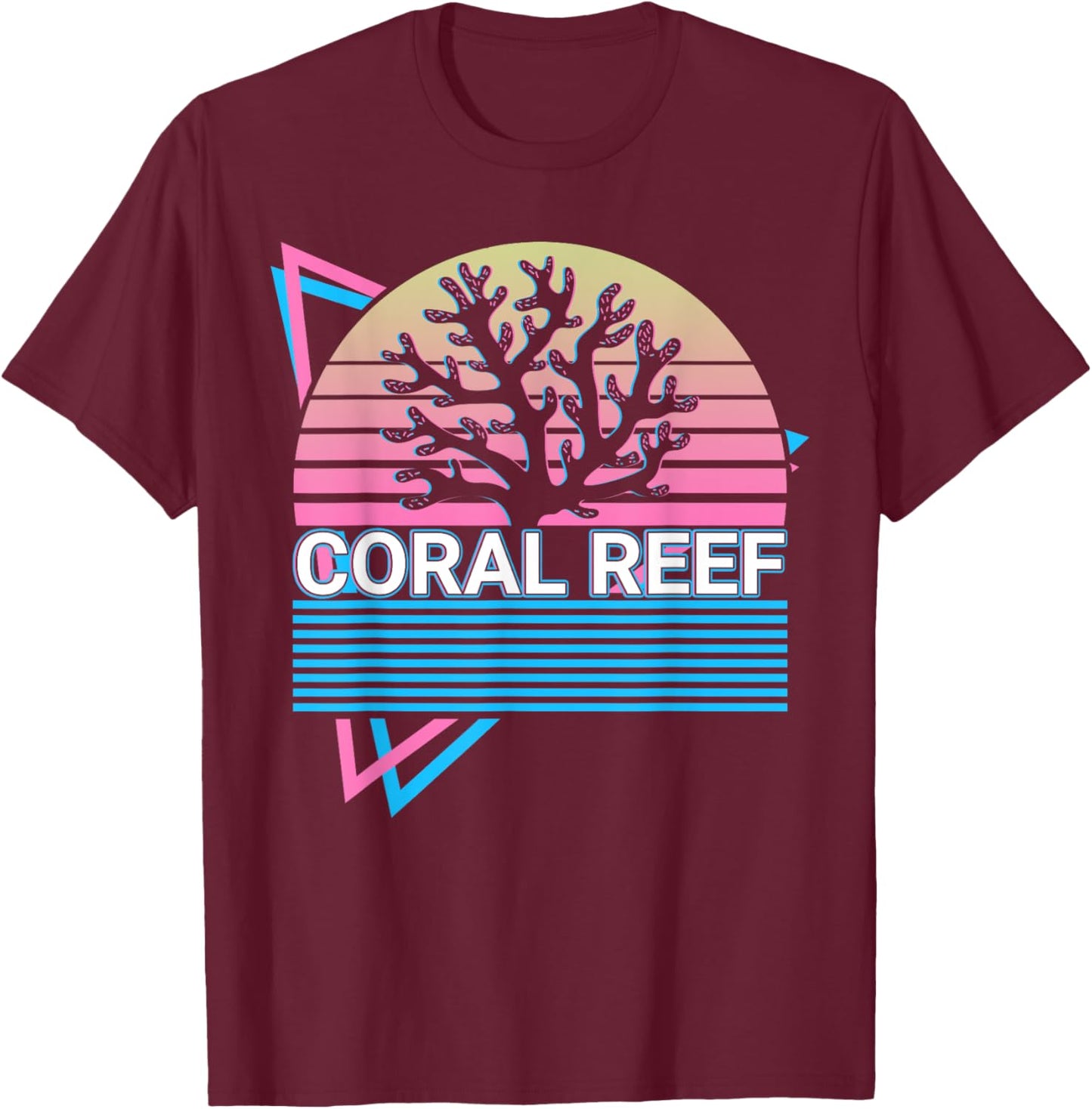 Coral Reef Retro T-Shirt - T-Shirt | Maroon