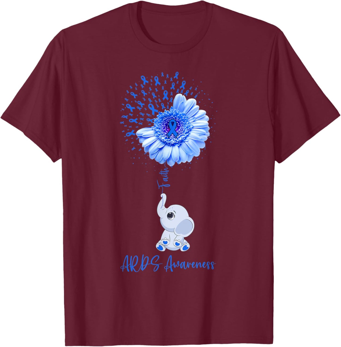 ARDS Awareness Faith Elephant Survivor Fighter T-Shirt - T-Shirt | Maroon