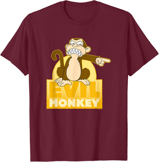 Family Guy Evil Monkey Pointing Cartoon T-Shirt - T-Shirt | Maroon