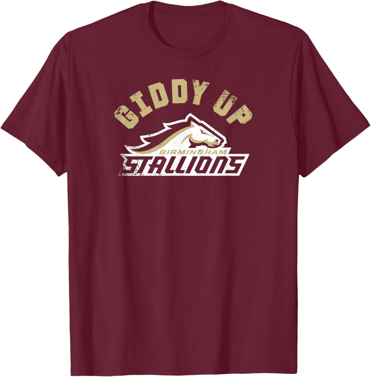 Birmingham Stallions: Giddy Up T-Shirt - T-Shirt | Maroon