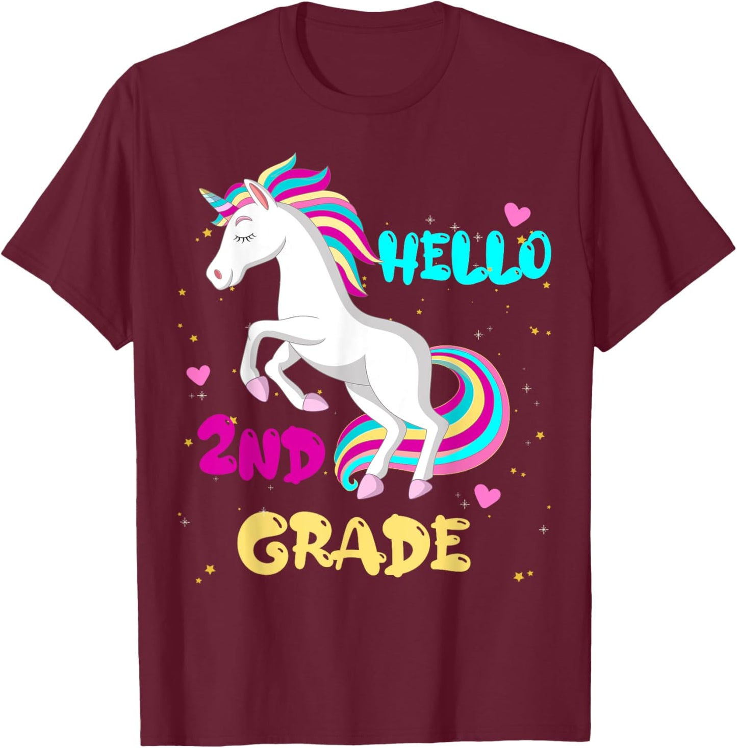 Hello 2nd grade First Day of Second grade Here I come Girl T-Shirt - T-Shirt | Maroon