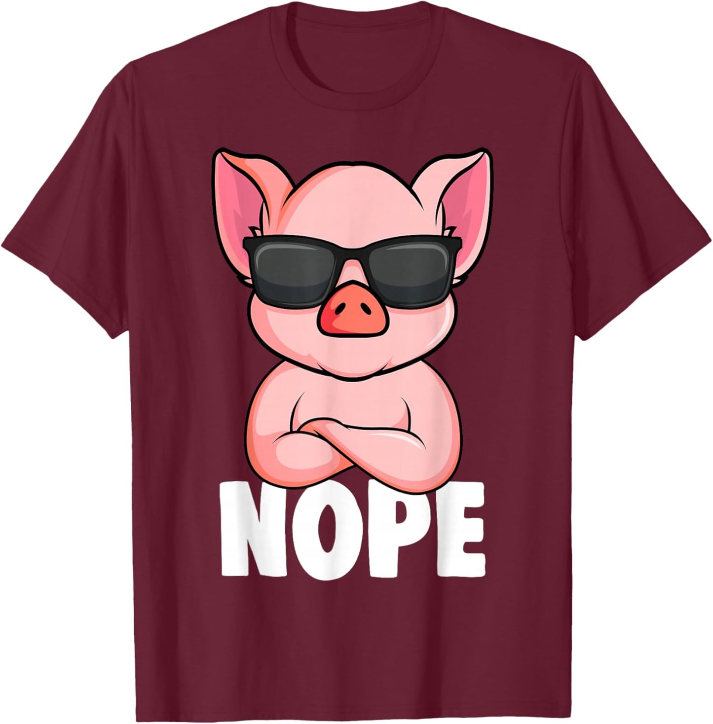 Pigs Nope Pig Children Girls Pig T-Shirt - T-Shirt | Maroon