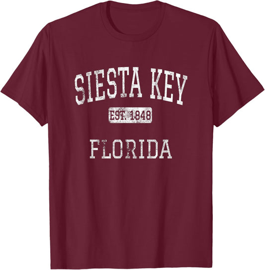 Siesta Key Florida FL Vintage T-Shirt - T-Shirt | Maroon