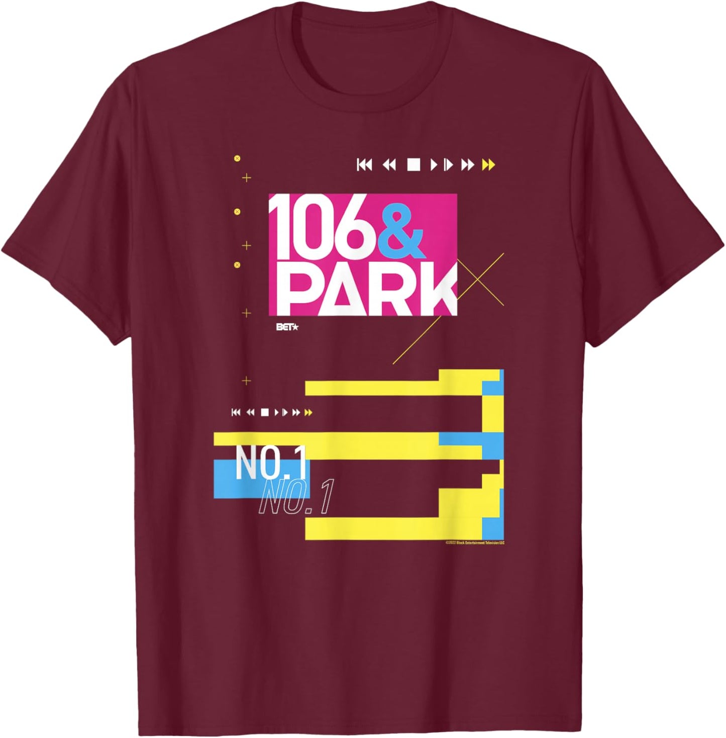 BET 106 & Park Composition - Women's -Adults Black Modern Letter Print - Small - - Short Sleeve - Classic Fit - Imported T-Shirt - T-Shirt | Maroon