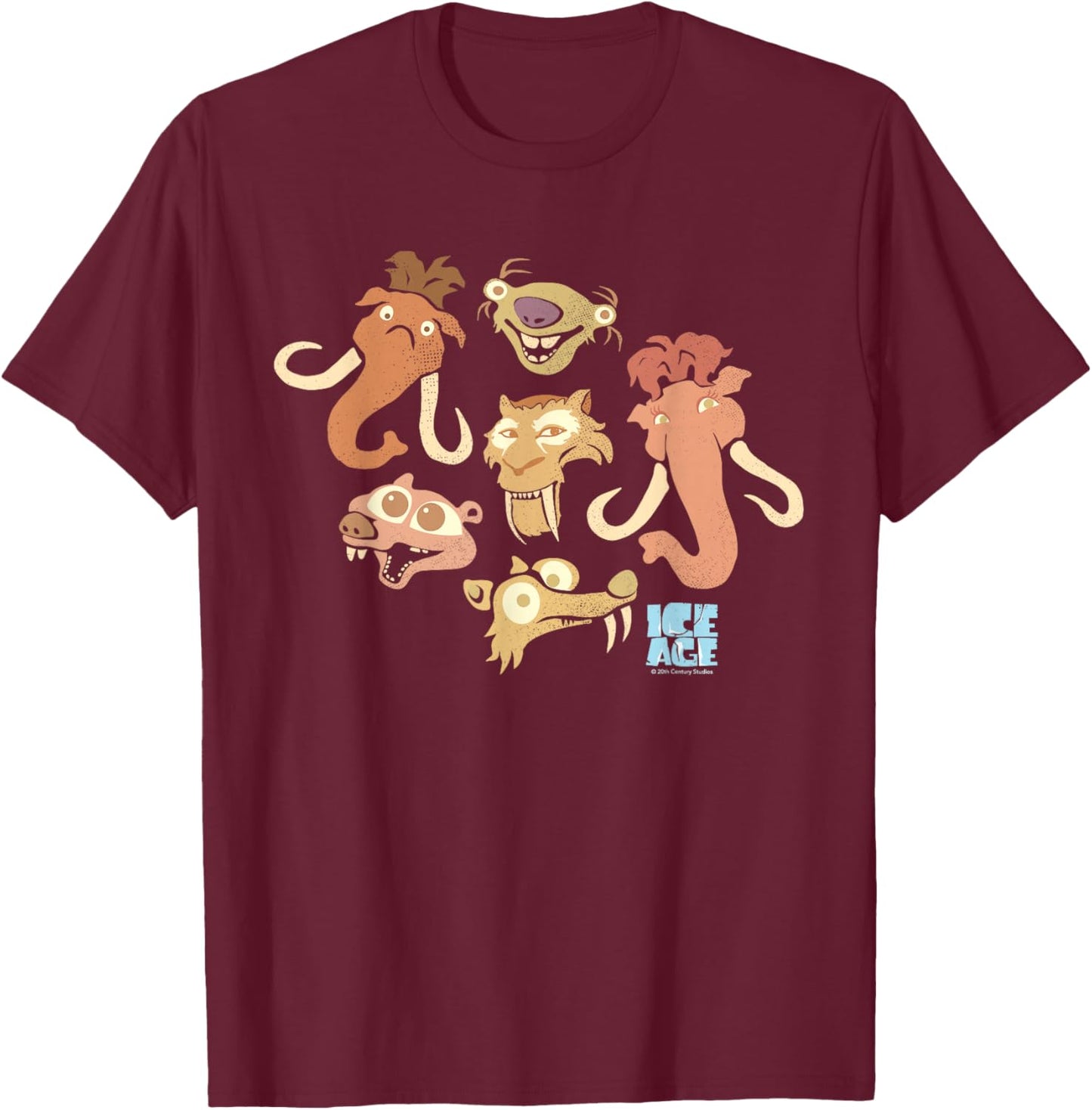 Ice Age Manfred Ellie Diego Sid Scrat Baby Scrat T-Shirt - T-Shirt | Maroon