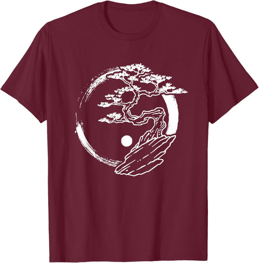 Ying Yang - Yin Yang Bonsai T-Shirt - T-Shirt | Maroon