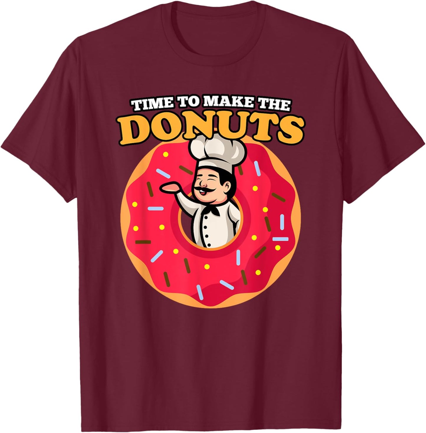 Time To Make Donuts Funny Vintage Retro 80s Dessert Lover T-Shirt - T-Shirt | Maroon