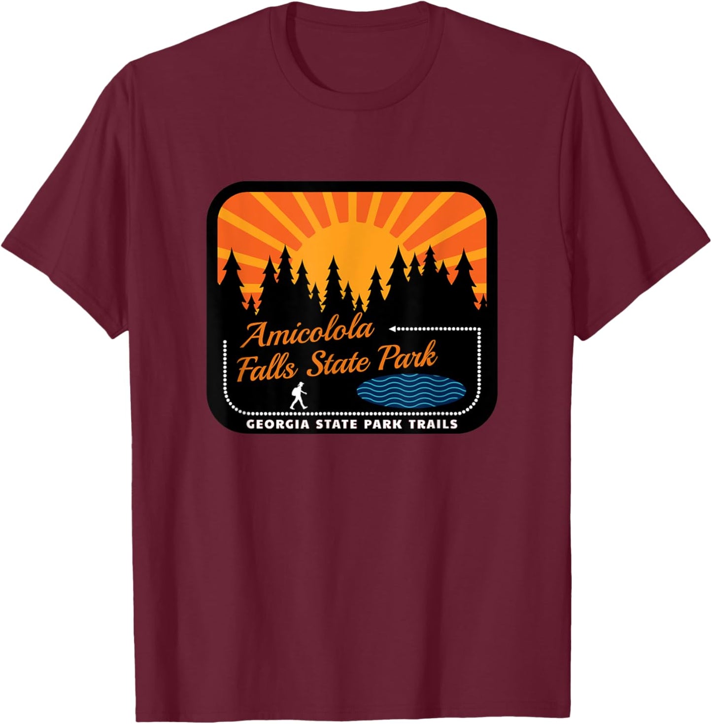 Amicolola Falls State Park Trails T-Shirt - T-Shirt | Maroon