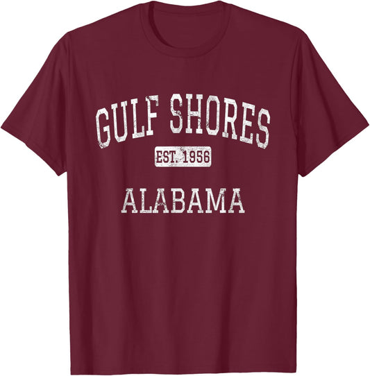 Gulf Shores Alabama AL Vintage T-Shirt - T-Shirt | Maroon