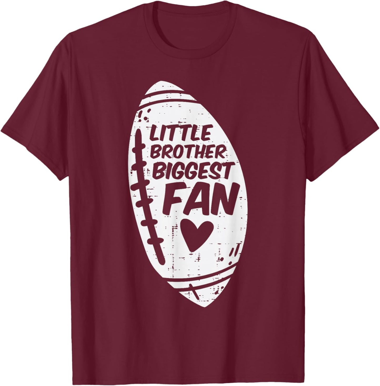American Football Little Brother Biggest Fan Family Boys T-Shirt - T-Shirt | Maroon