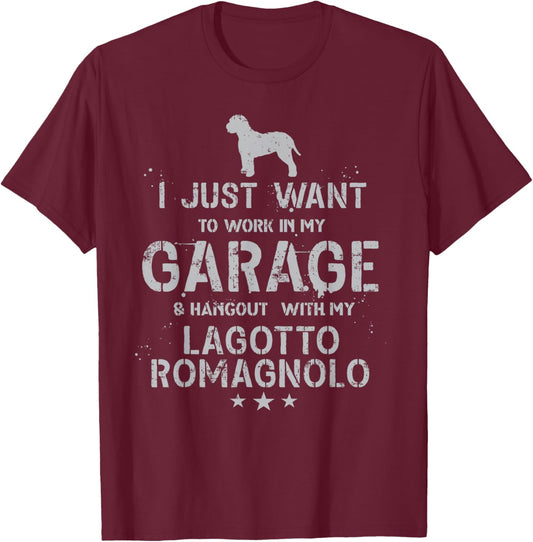 Funny Lagotto Romagnolo Dad Garage Men Hang T-Shirt - T-Shirt | Maroon