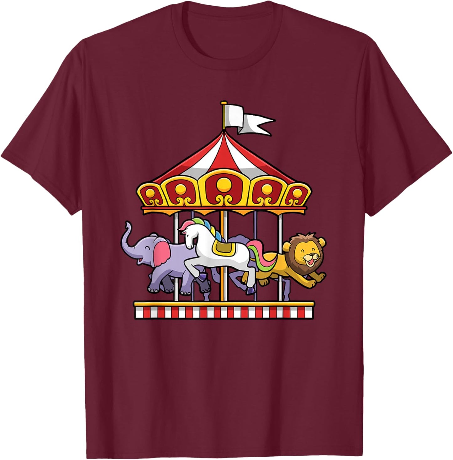 Horse Carousel Cute Carnival Ride Animals Circus T-Shirt - T-Shirt | Maroon