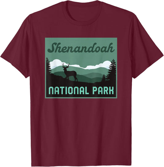Shenandoah National Park Virginia Vacation Retro Graphic T-Shirt - T-Shirt | Maroon
