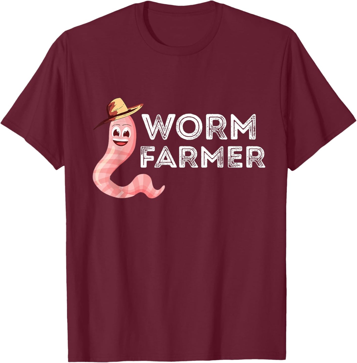 Worm Farmer Happy Worm Farmer Red Wiggler Worm Garden T-Shirt - T-Shirt | Maroon