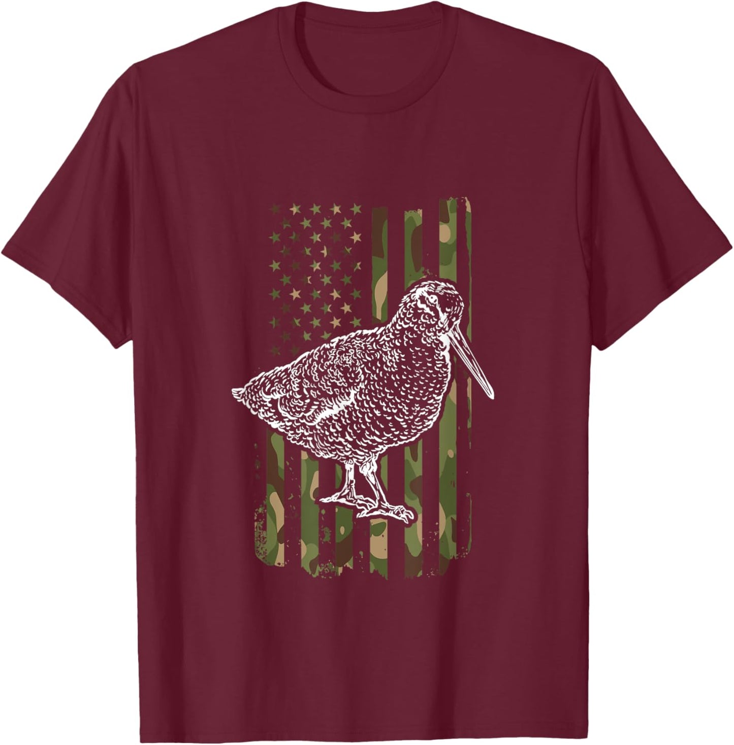 American Woodcock Camo Bogsucker Woodcock Hunting Season T-Shirt - T-Shirt | Maroon