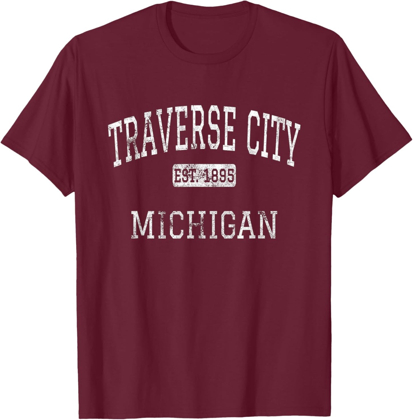 Traverse City Michigan MI Vintage T-Shirt - T-Shirt | Maroon