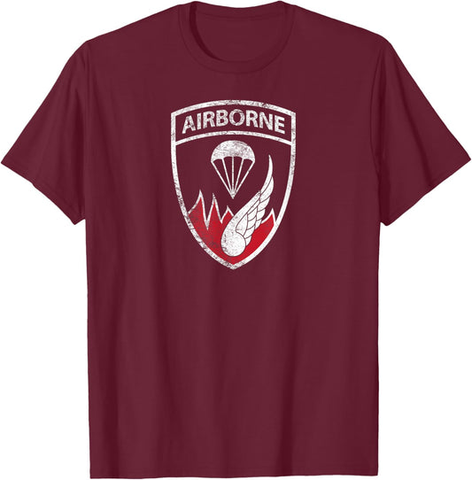 American Marauder: 187th Rakkasan Distressed Insignia T-Shirt - T-Shirt | Maroon