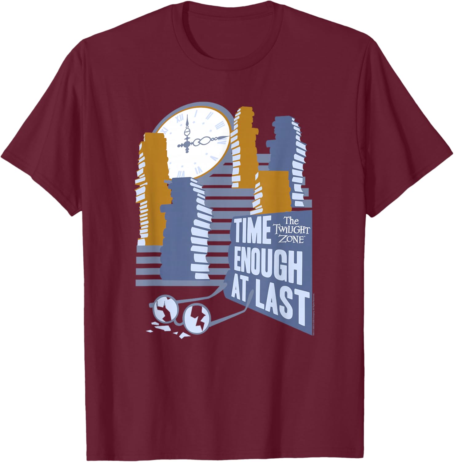 The Twilight Zone Time Enough at Last T-Shirt - T-Shirt | Maroon