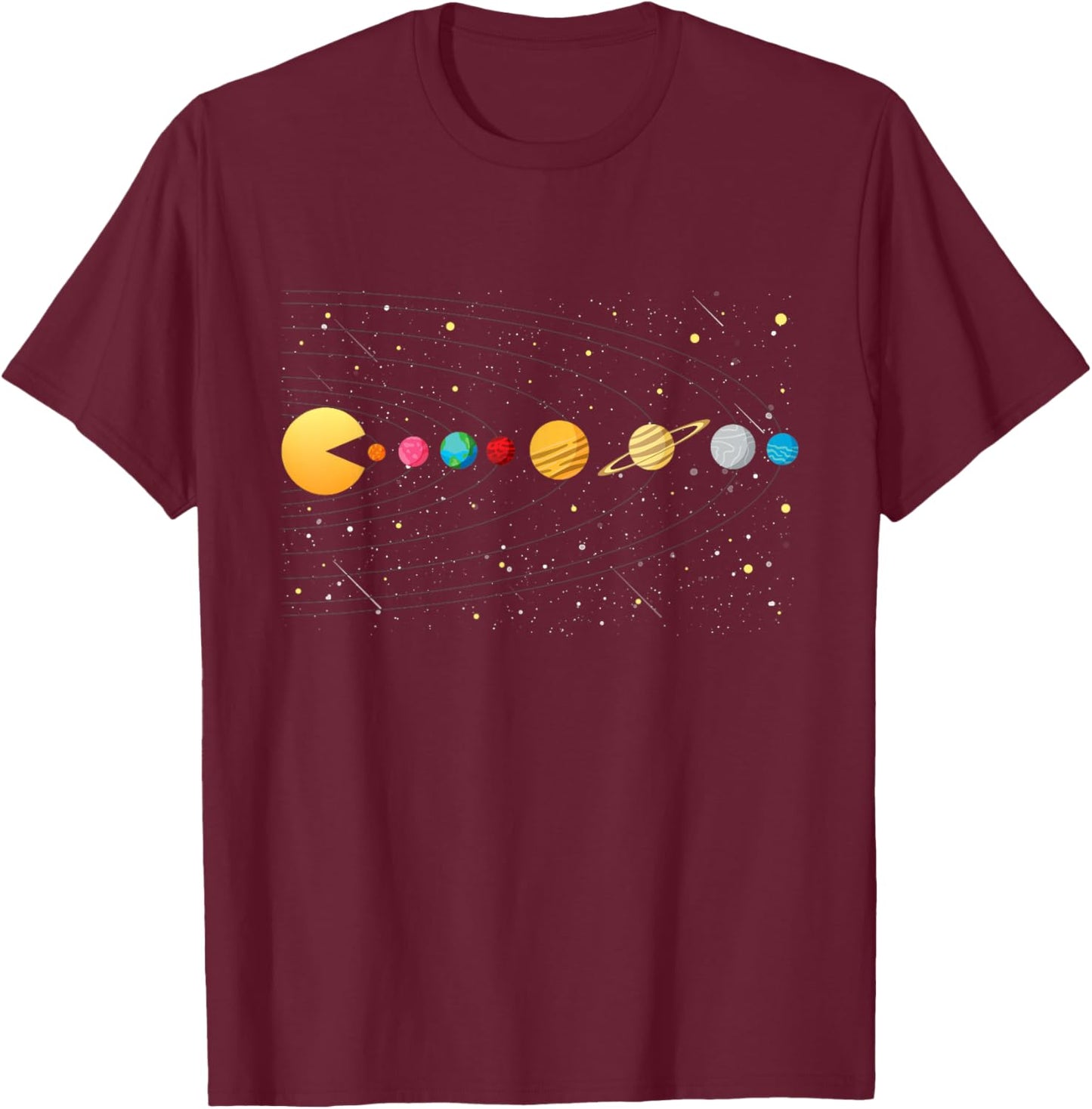 Funny Solar System - Astronauts Space Video Games T-Shirt - T-Shirt | Maroon
