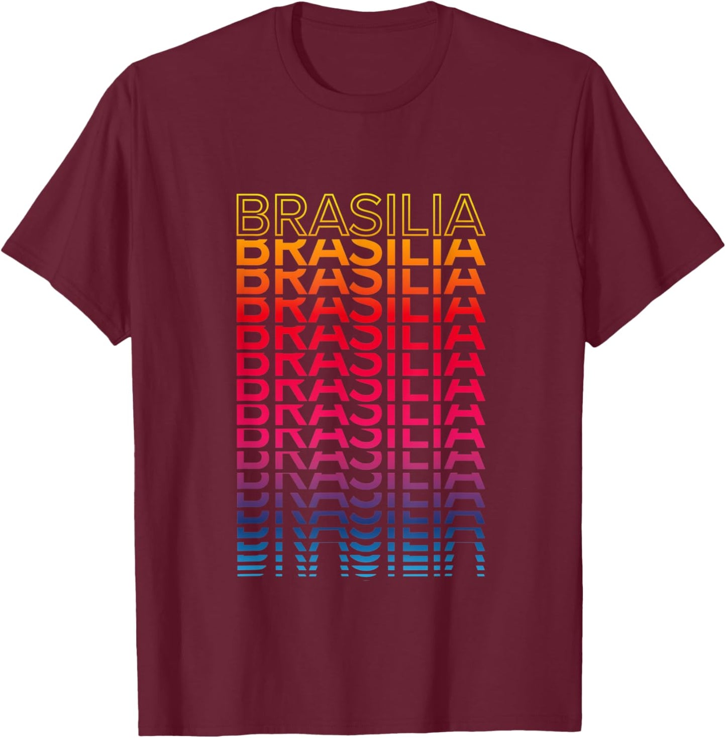Retro Colorful City - Nostalgic Brasilia T-Shirt - T-Shirt | Maroon