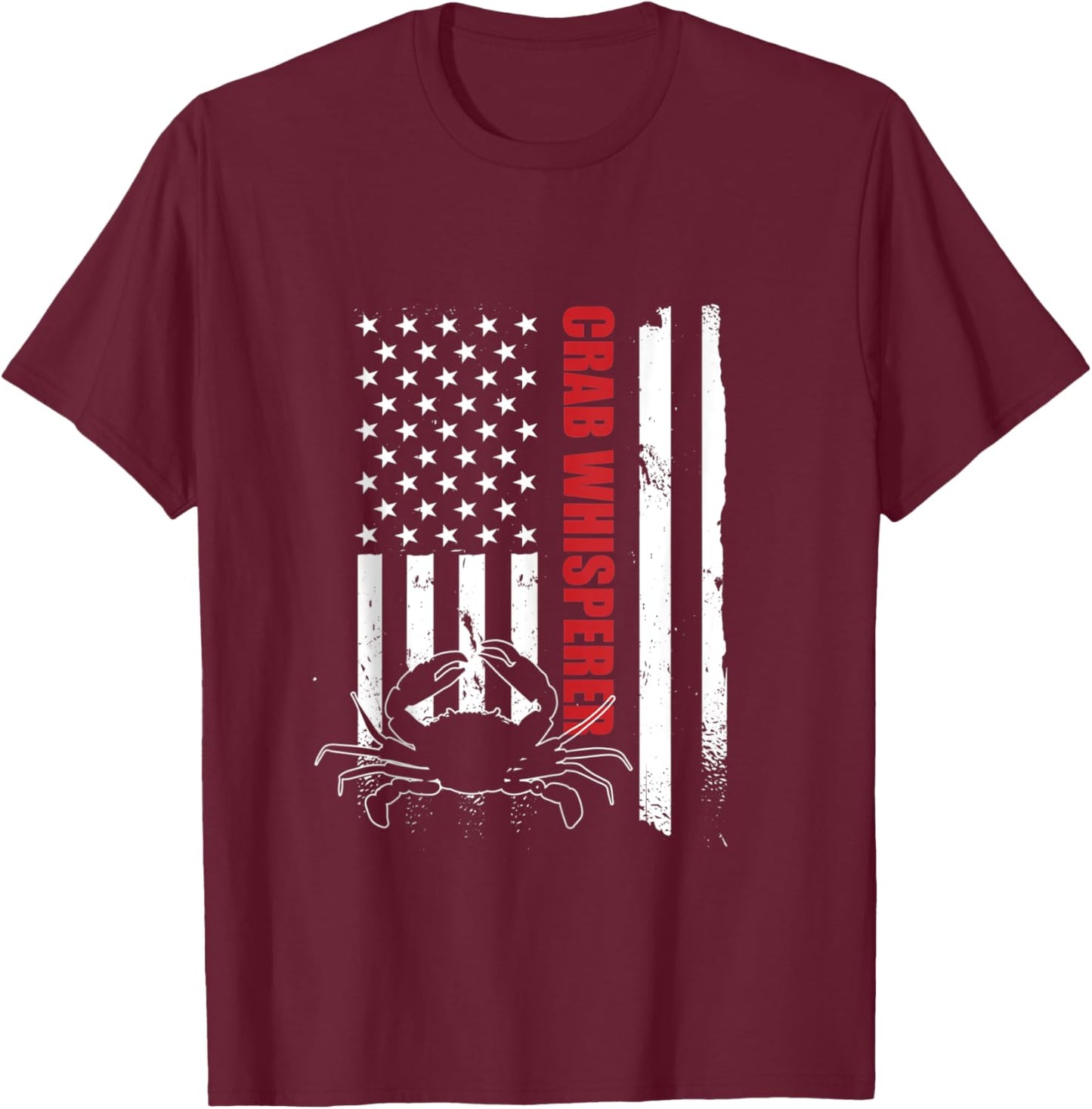 Crab Whisperer American Flag Crab Lover Crab Fishing T-Shirt - T-Shirt | Maroon