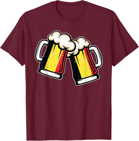 Belgium Flag Beer Mug - Cool Belgian Beer T-Shirt - T-Shirt | Maroon
