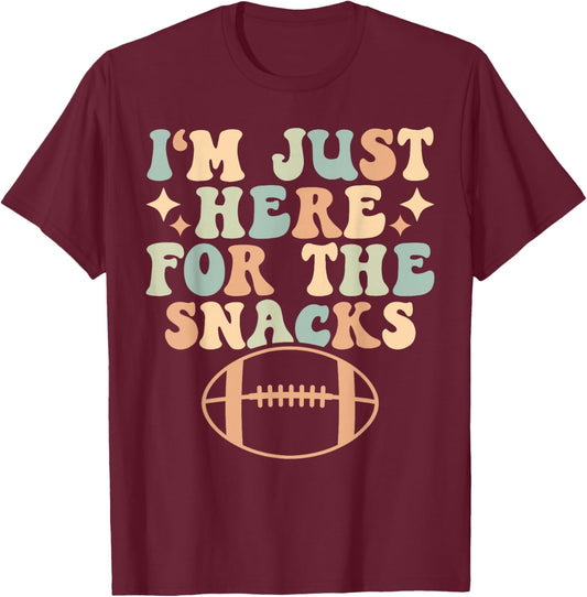 Retro I'm Just Here For The Snacks Fantasy Football T-Shirt - T-Shirt | Maroon