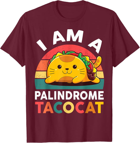 Cat Taco-Shirt Kids Youth Boy Girl I'm A Palindrome Taco-Cat T-Shirt - T-Shirt | Maroon