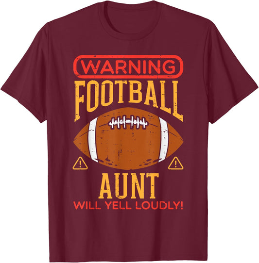 Warning American Football Aunt Yell Funny Family Matching T-Shirt - T-Shirt | Maroon